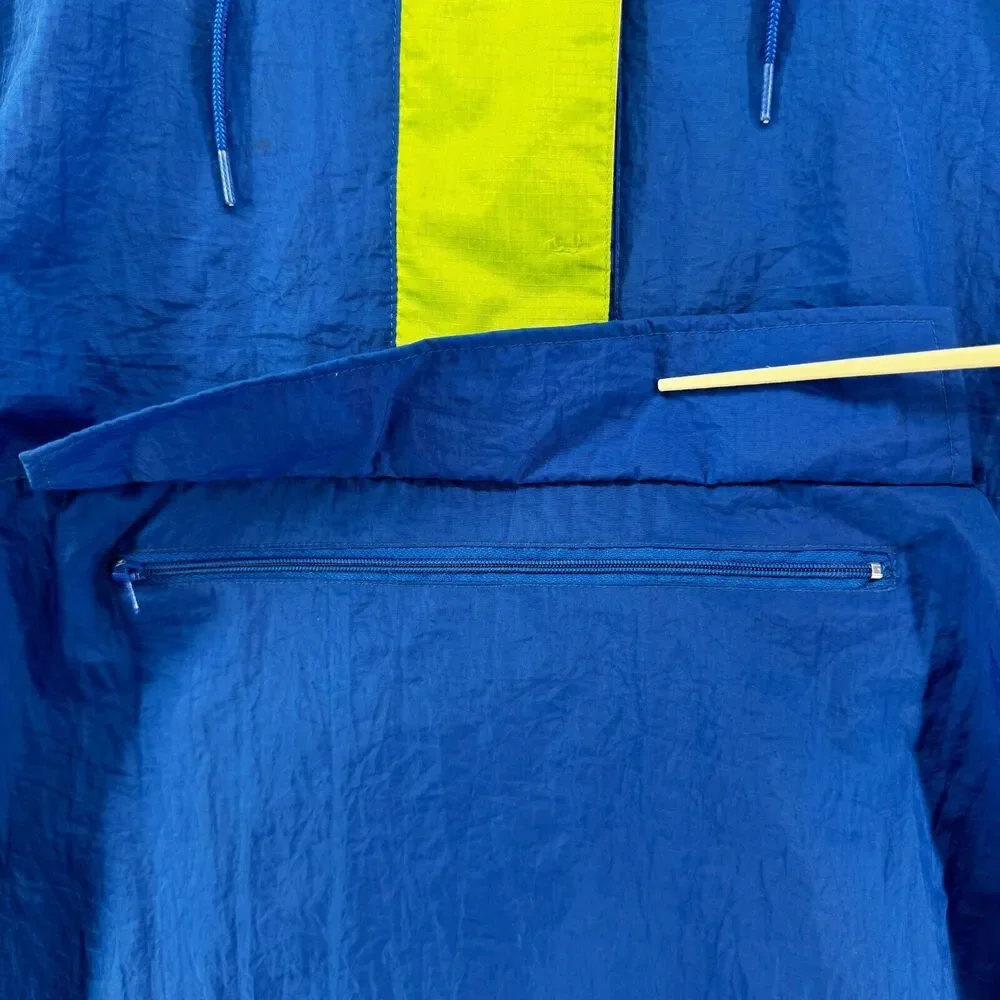 REEBOK Jacket Mens M Hoodie Windbreaker Vented Mesh Nylon Rain Coat Blue VTG - Picture 9 of 15